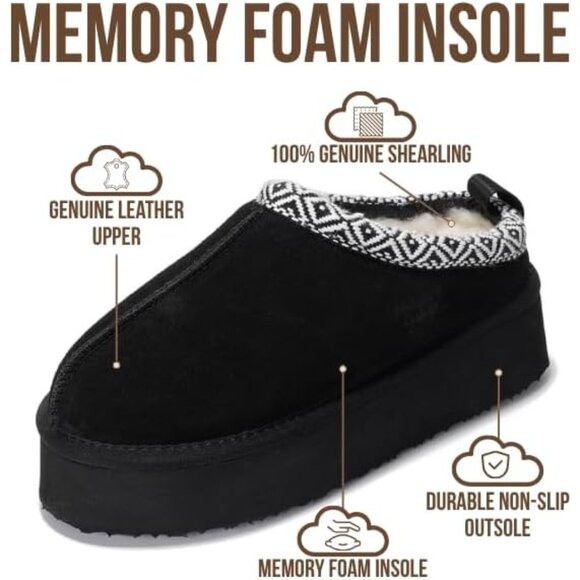 โกWomen Project Cloud Black Leather Soft Memory Foam Cozy Supportive Slipper - Picture 3 of 6